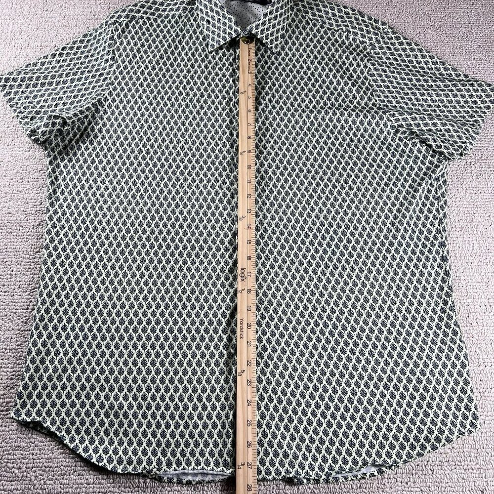 Stone Rose Tree Pattern Button Up Short Sleeve Sh… - image 4